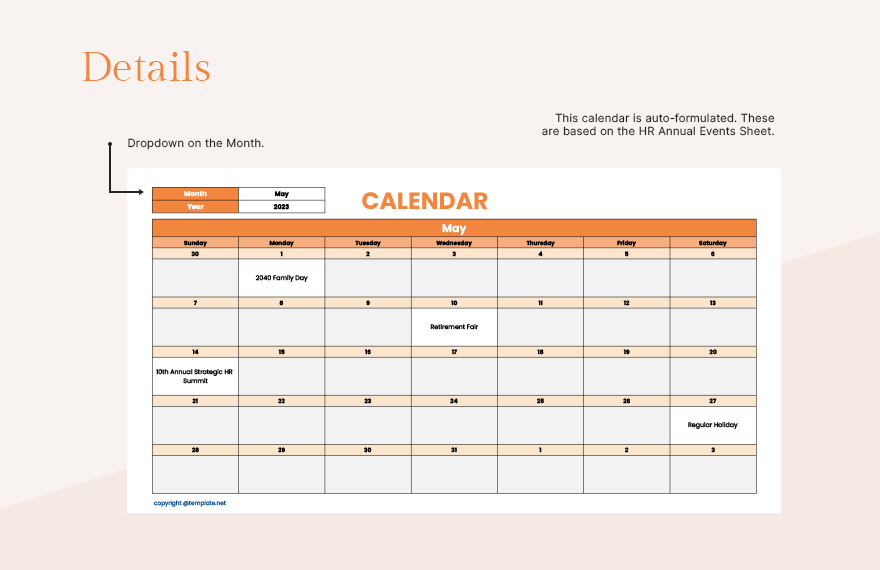 HR Annual Events Calendar Template Download in Word, Excel, PDF