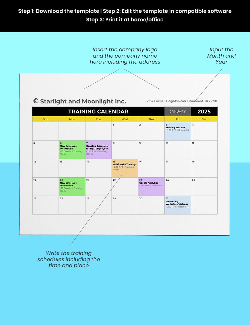 Define Training Calendar - Amalee Joanne