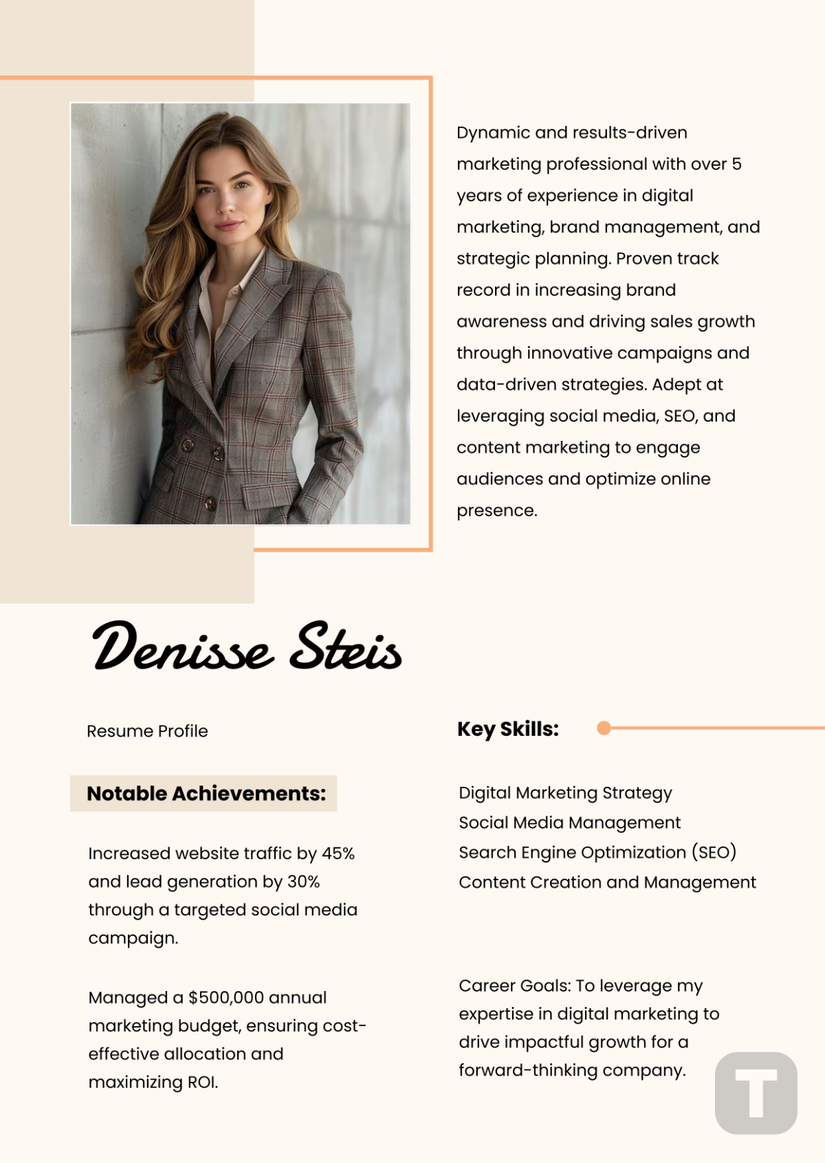 Resume Profile Template