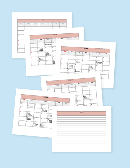 HR Activities Calendar Template printable free