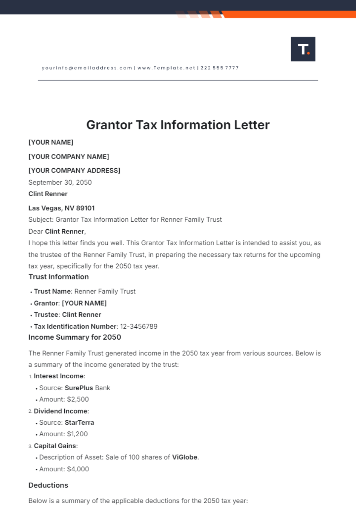 Free Grantor Tax Information Letter Template to Edit Online