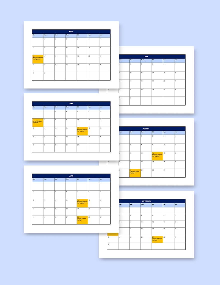 HR Engagement Calendar template Download in Word, Google Docs, Excel