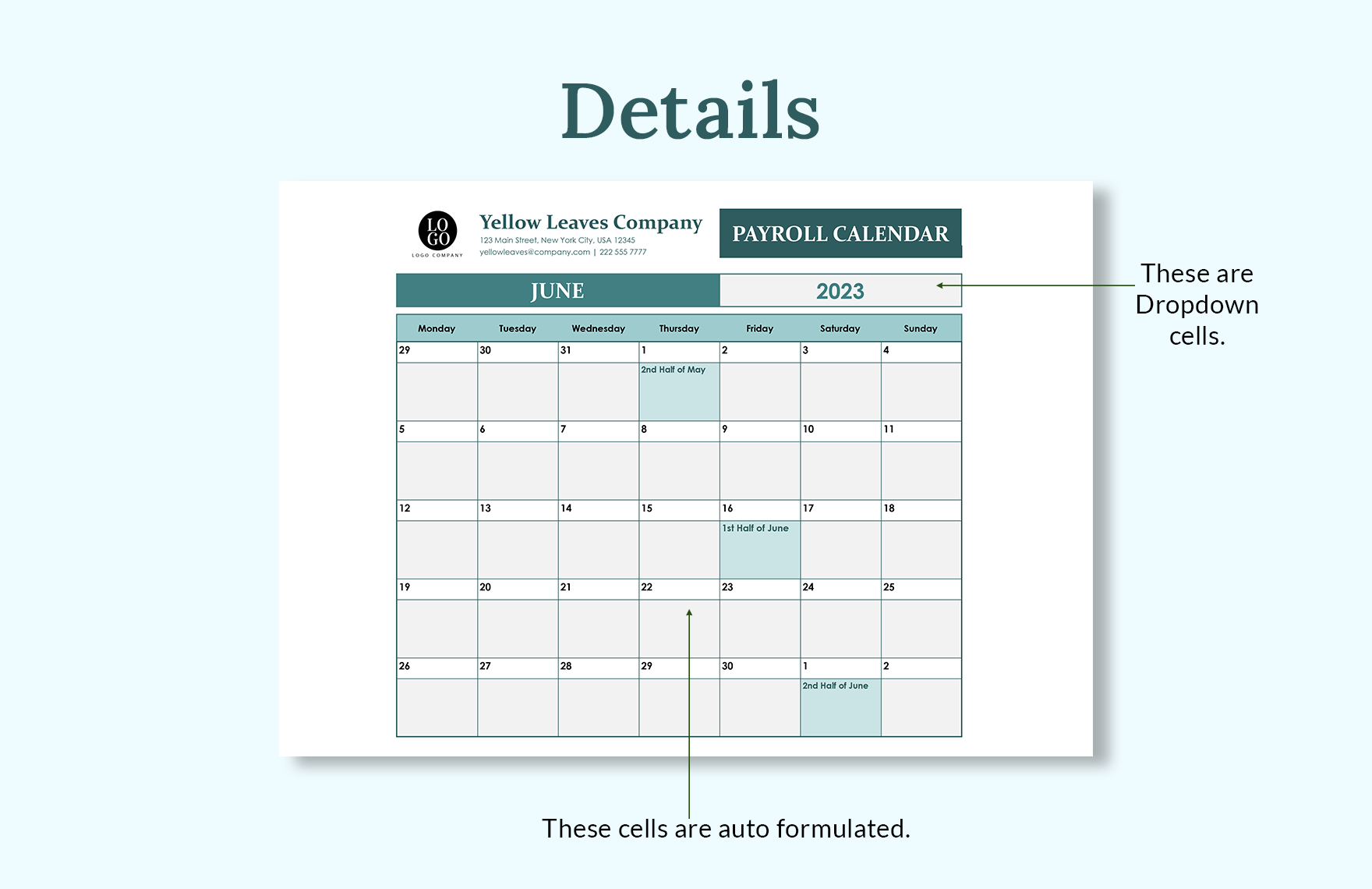 Payroll Calendar Template Download in Word, Google Docs, Excel, PDF