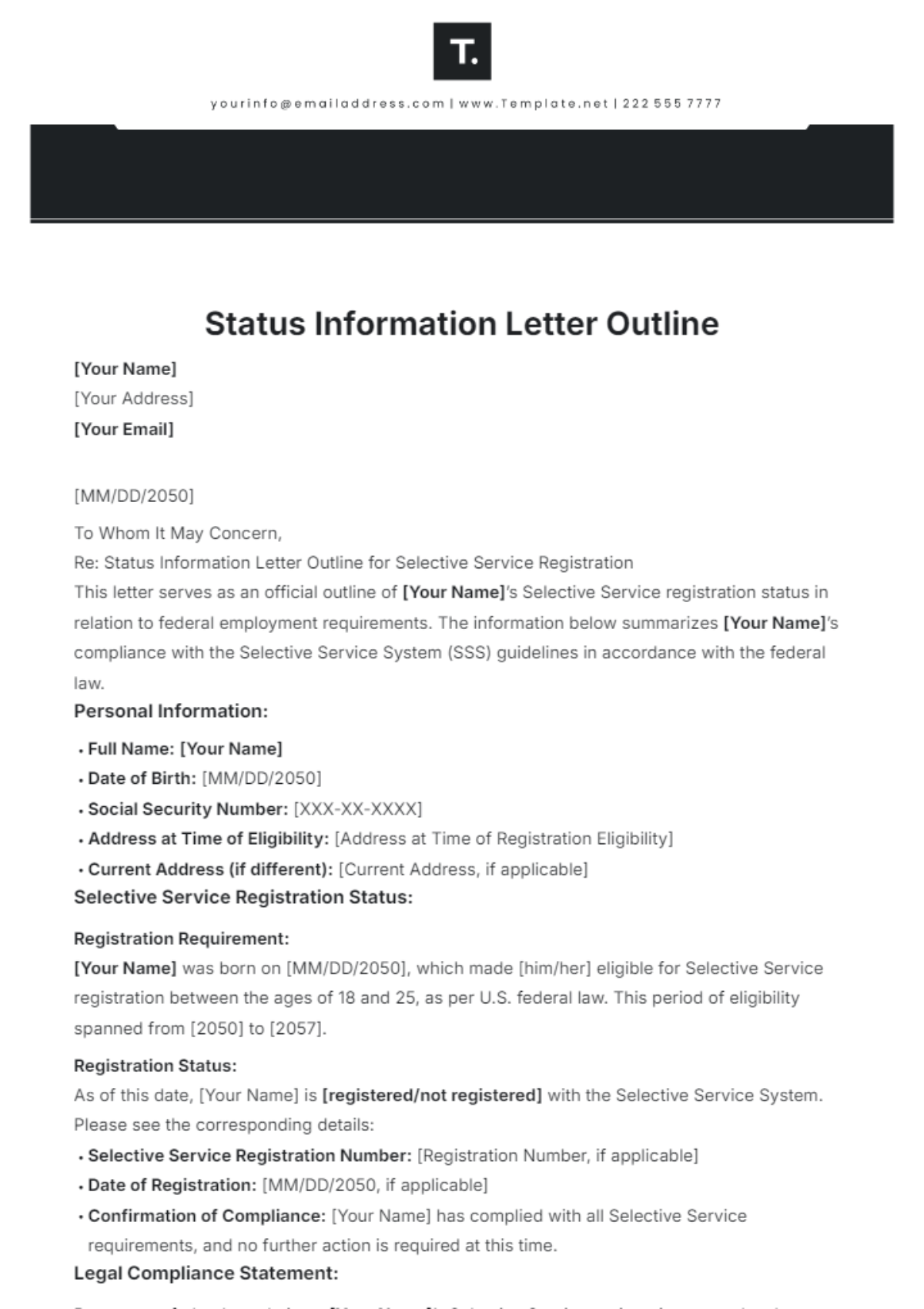 Status Information Letter Outline Template - Edit Online & Download