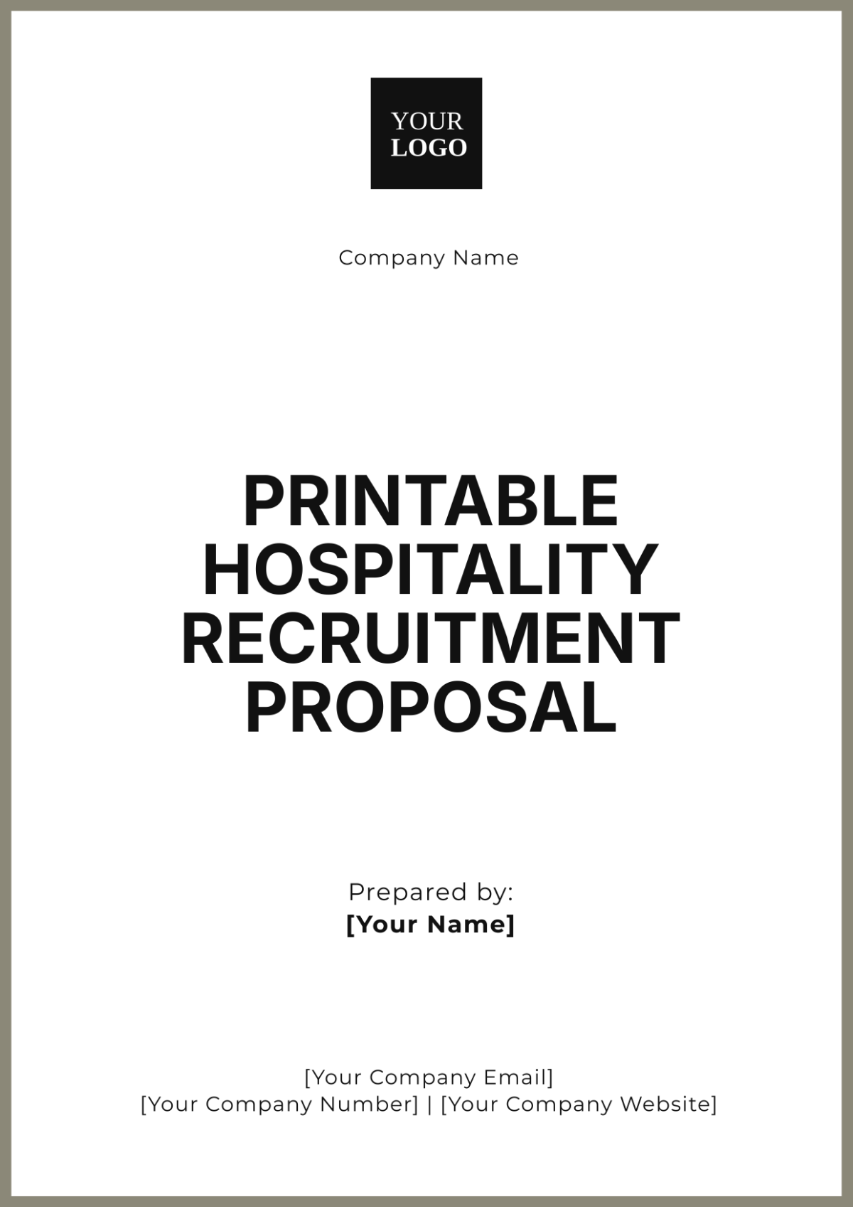 Printable Hospitality Recruitment Proposal Template