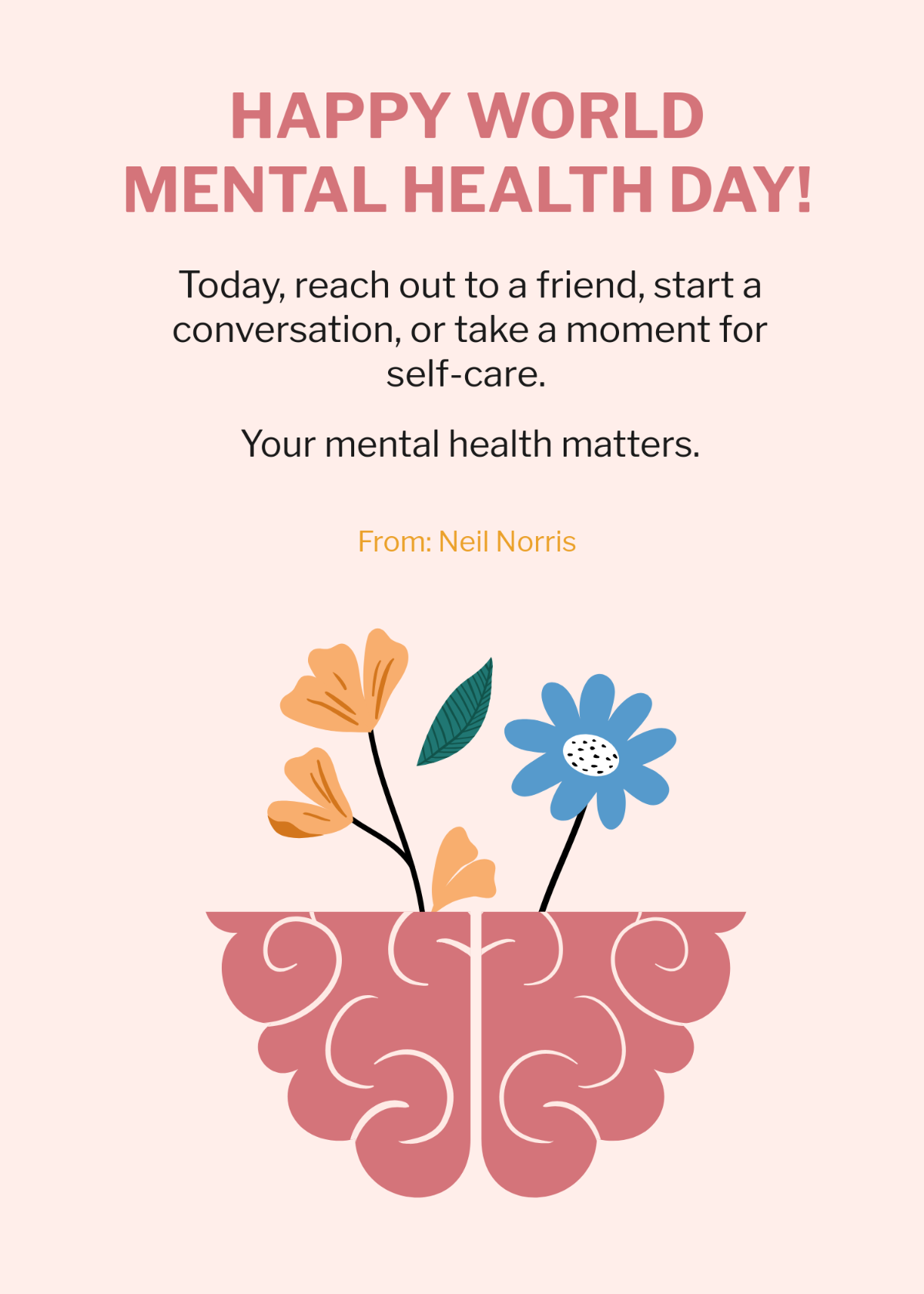 World Mental Health Day Greeting Message Template - Edit Online & Download