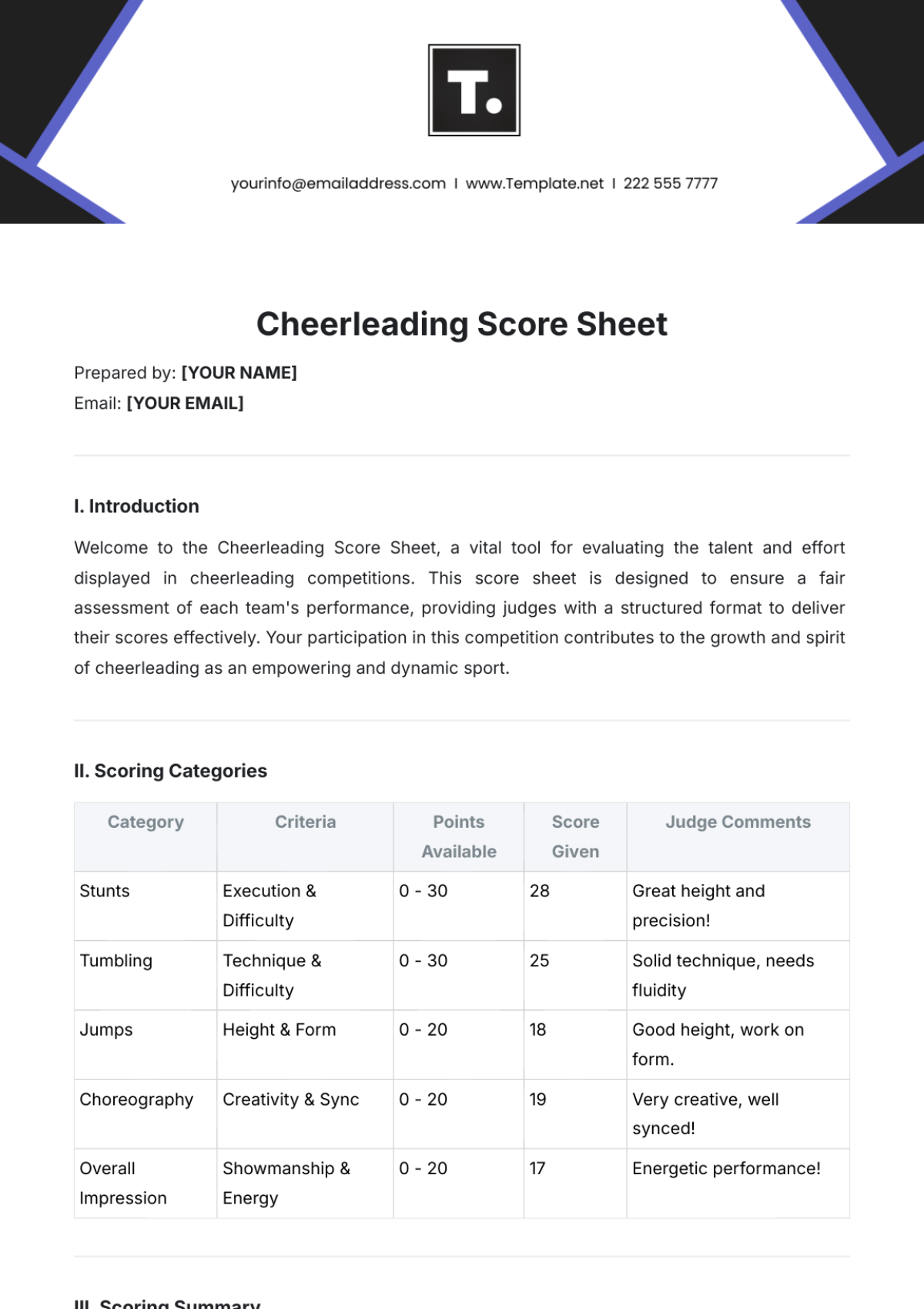 Free Sports Score Sheet Template to Edit Online