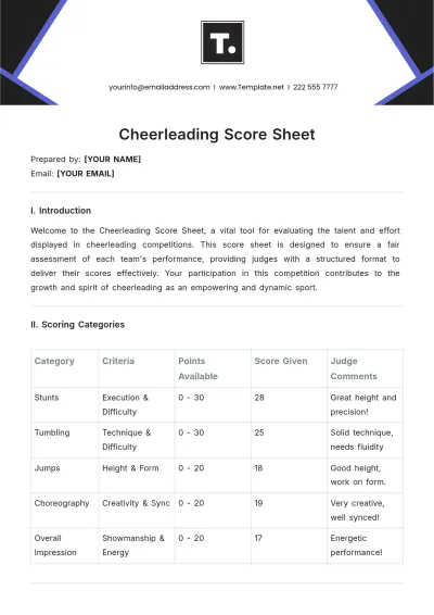 Free Cheerleading Score Sheet Template to Edit Online