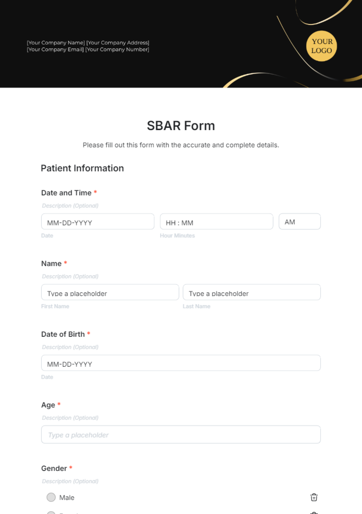 SBAR Form Template