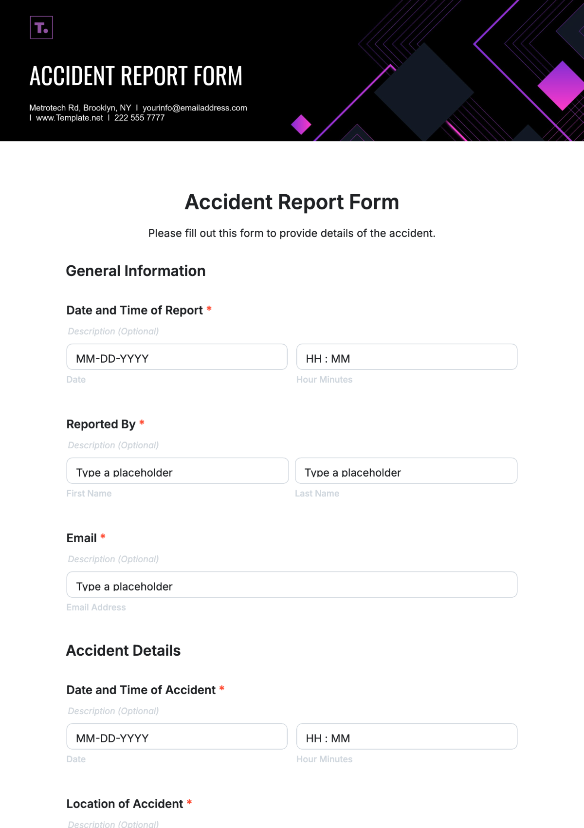 Accident Report Form Template - Edit Online & Download