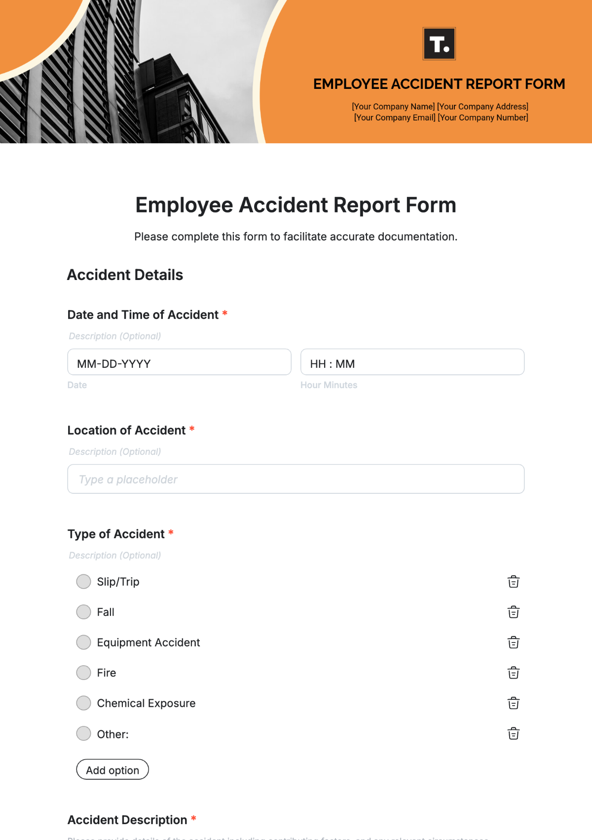 Employee Accident Report Form Template - Edit Online & Download