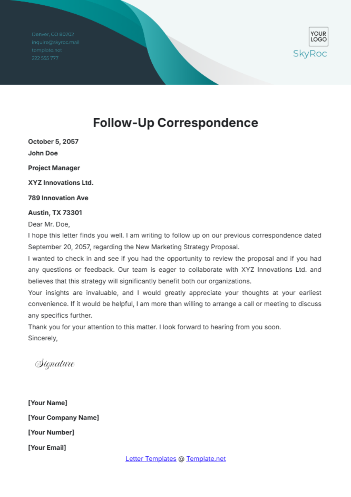 Follow Up Correspondence Template - Edit Online & Download