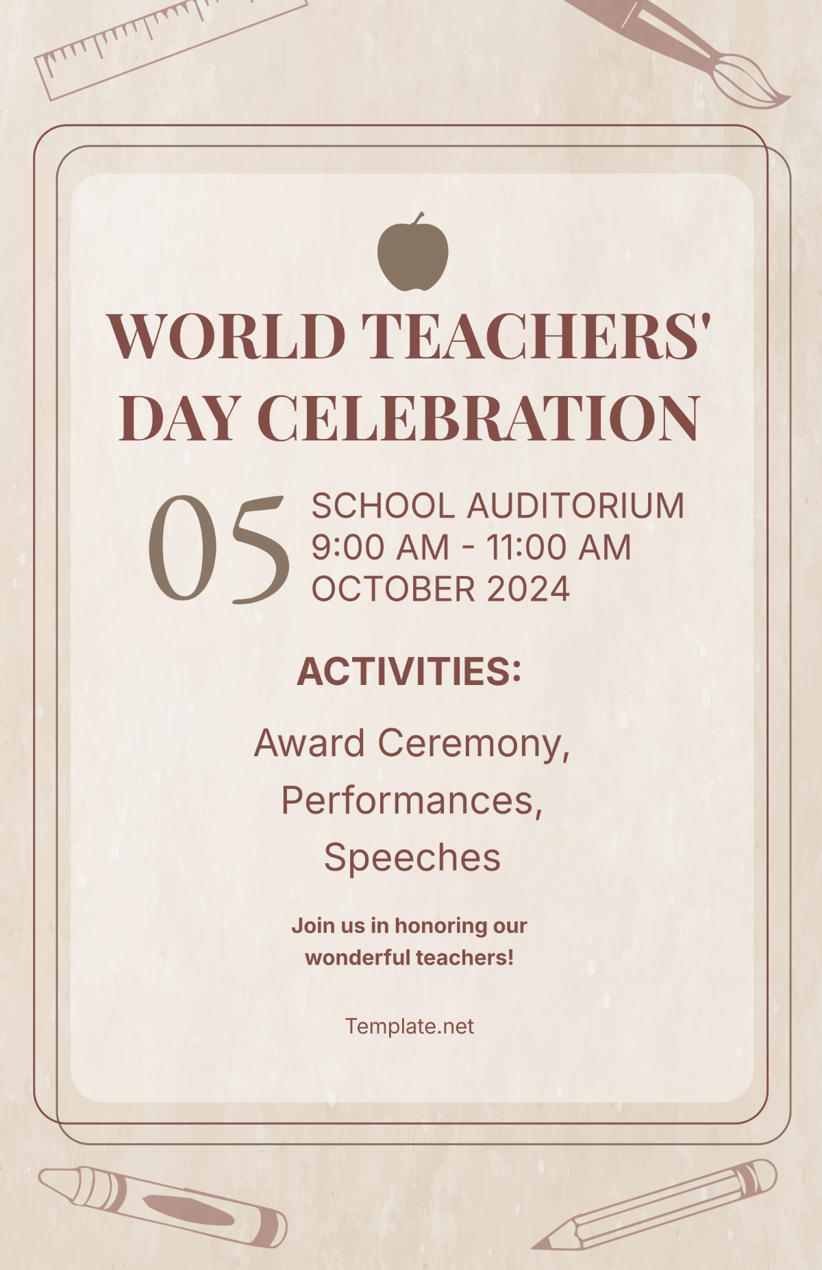 Beige World Teacher's Day Poster Template