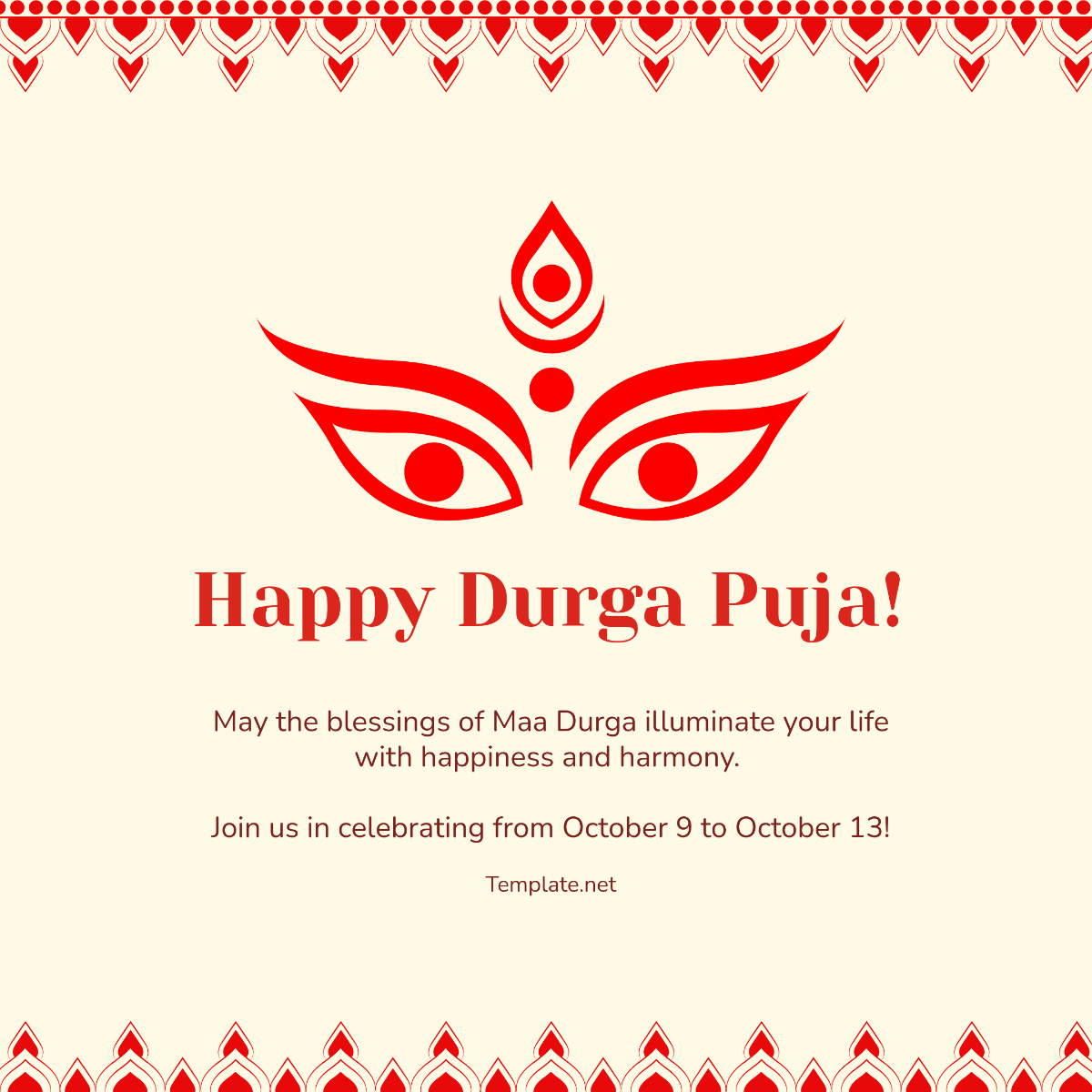 Durga Puja Post Design Template - Edit Online & Download