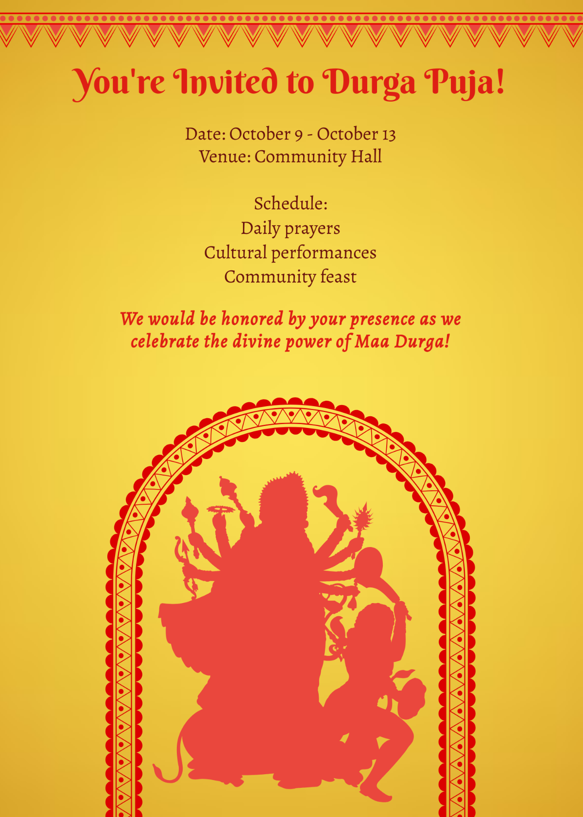 Durga Puja Invitation Template