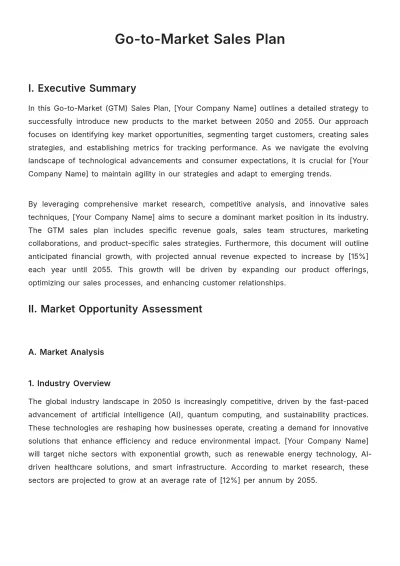 Free Go-to-Market Sales Plan Template to Edit Online