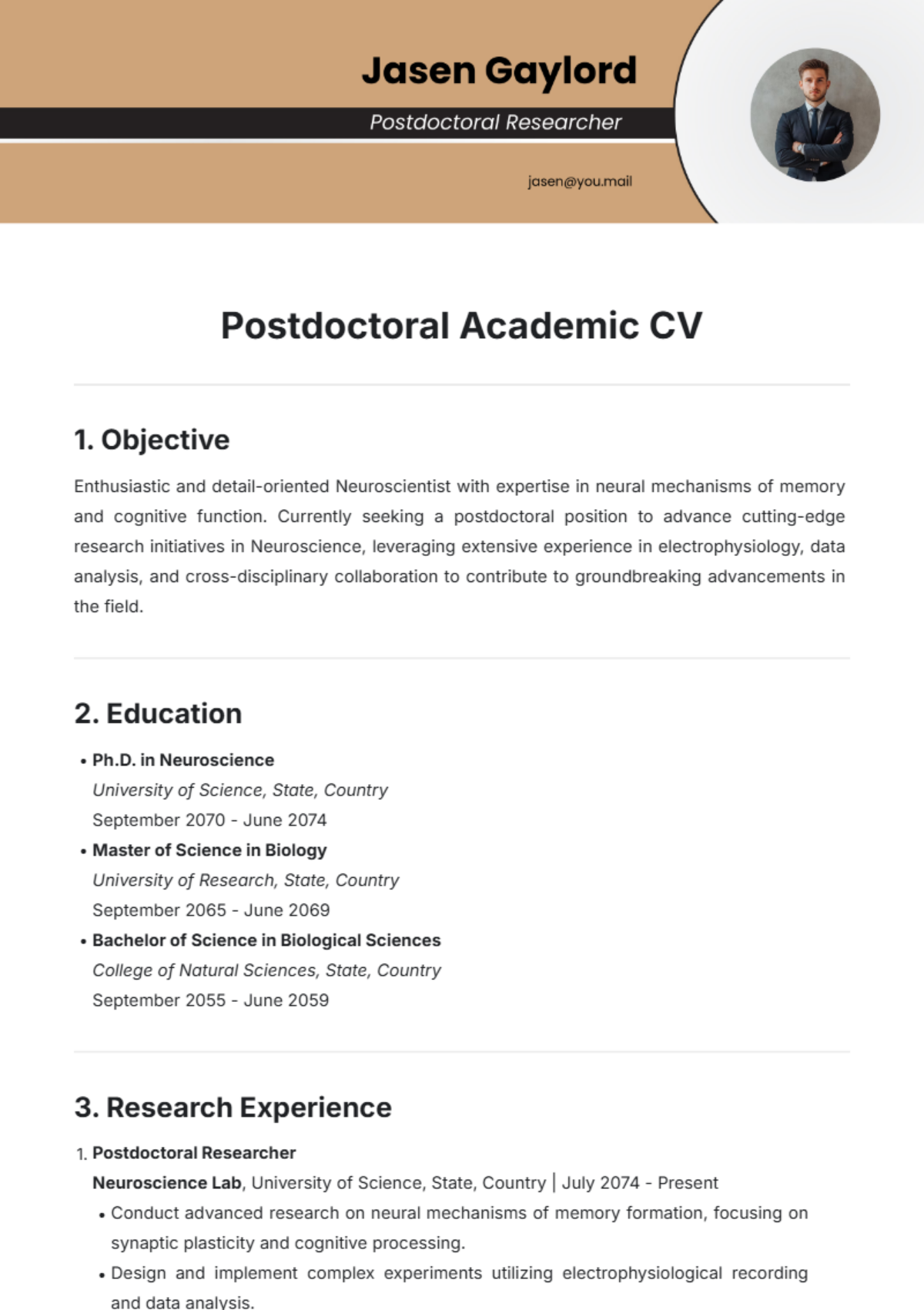 Postdoctoral Academic CV Template