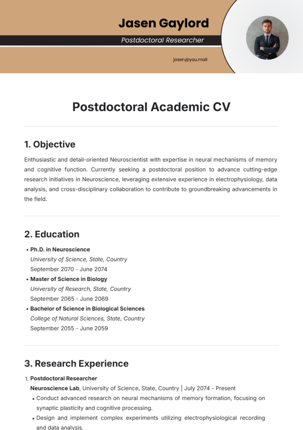 Free Academic CV Templates To Edit Online And Download