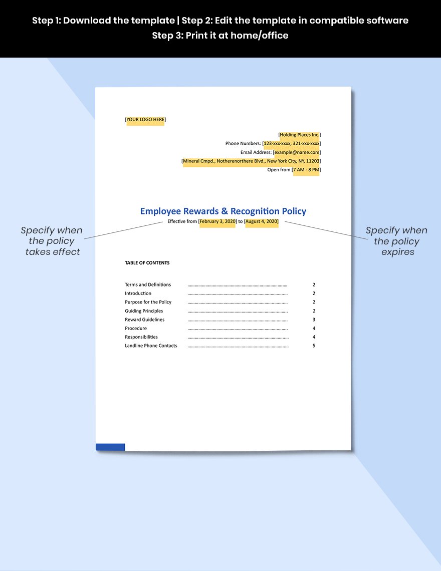 Rewards and Recognition Policy Template