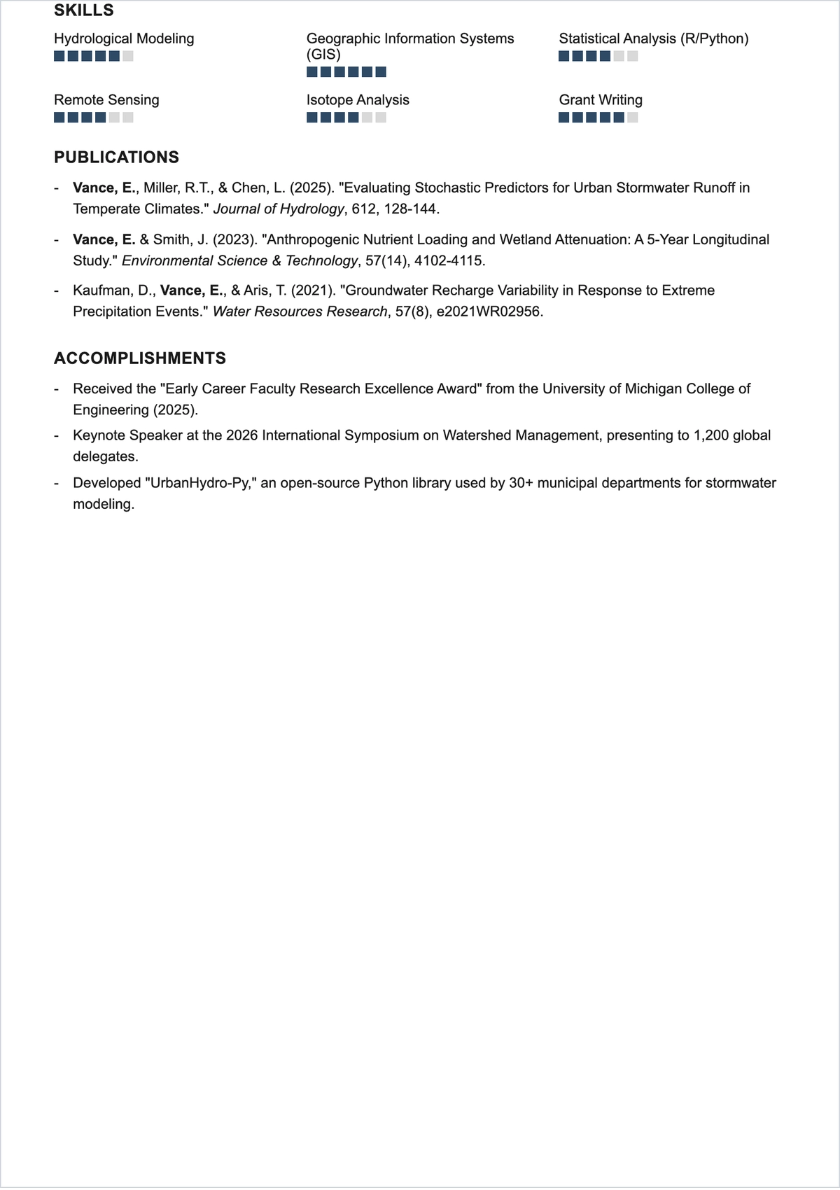 Free Simple Tenure Track Academic ATS CV Template, AI CV Builder