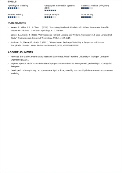 Free Simple Tenure Track Academic ATS CV Template, AI CV Builder