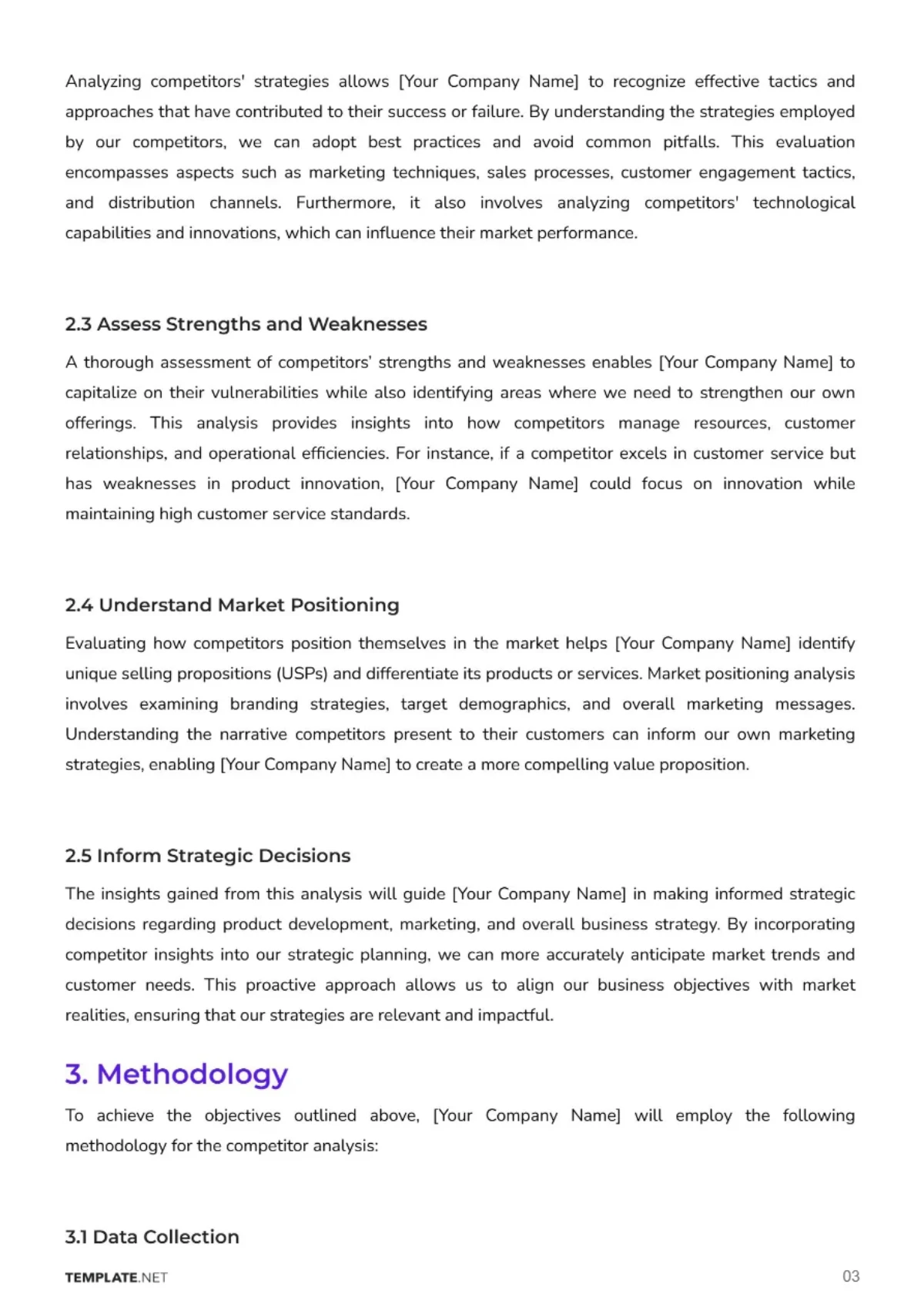 Free Go-to-Market Competitor Analysis Template to Edit Online