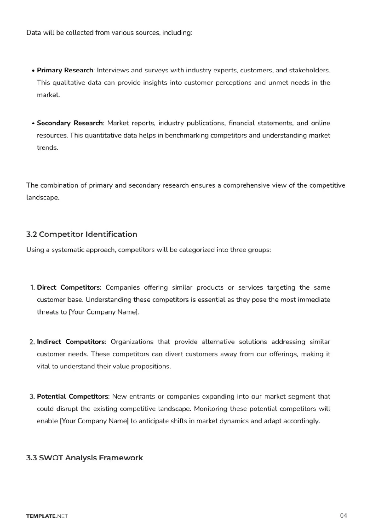 Free Go-to-Market Competitor Analysis Template to Edit Online