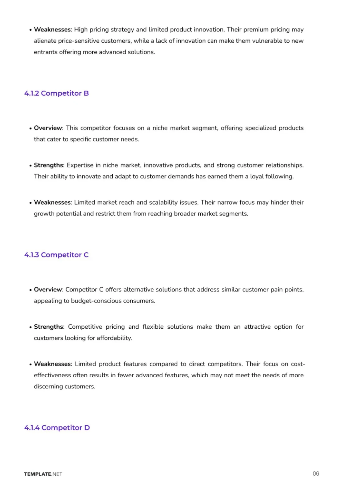 Free Go-to-Market Competitor Analysis Template to Edit Online