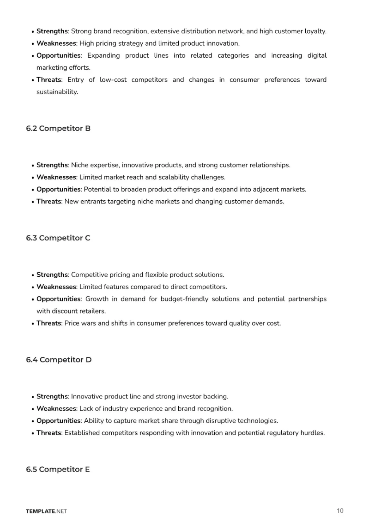Free Go-to-Market Competitor Analysis Template to Edit Online