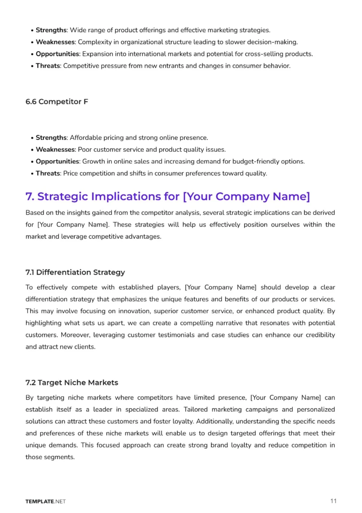 Free Go-to-Market Competitor Analysis Template to Edit Online