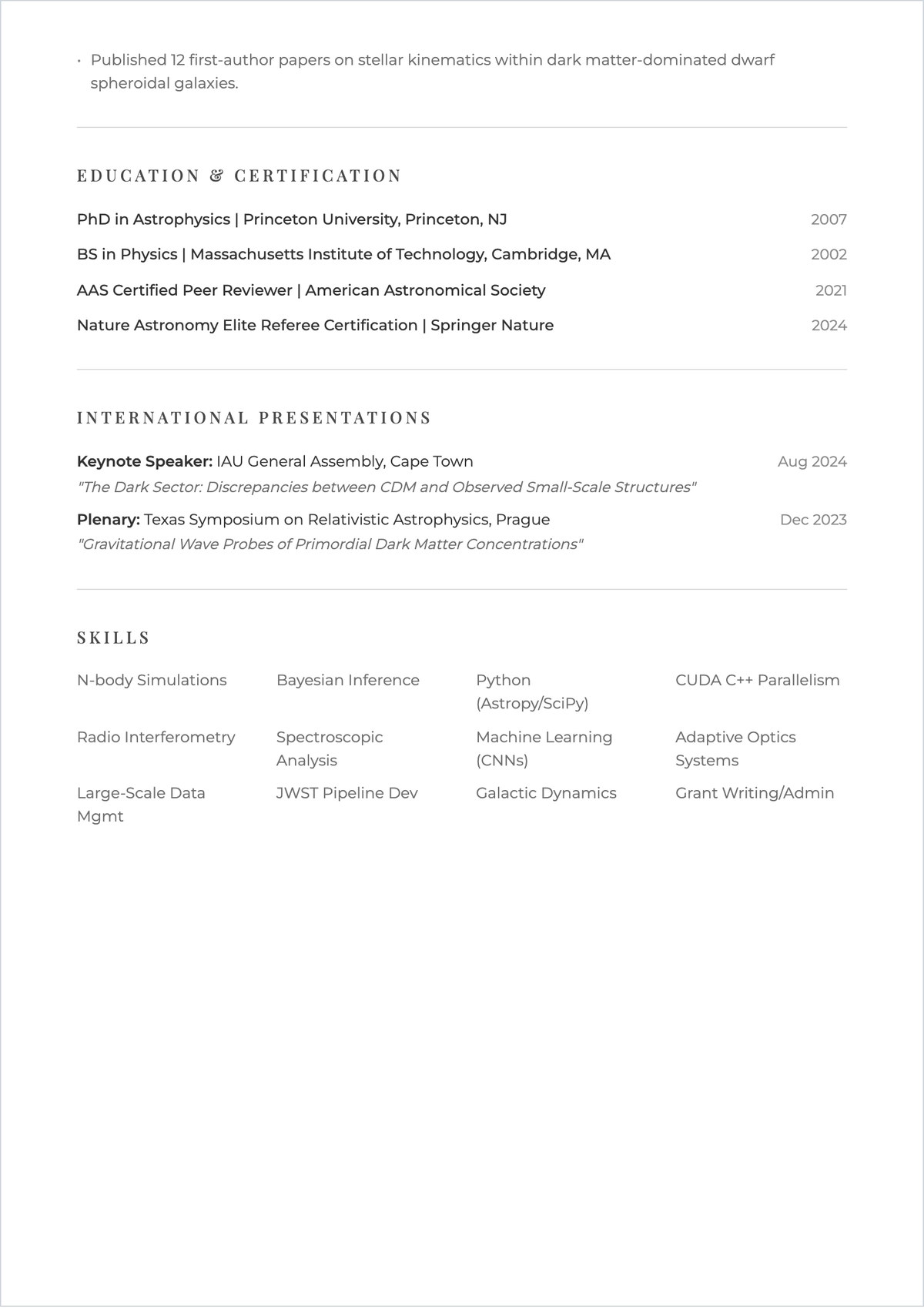 Free Academic Conference ATS CV Template, AI CV Builder