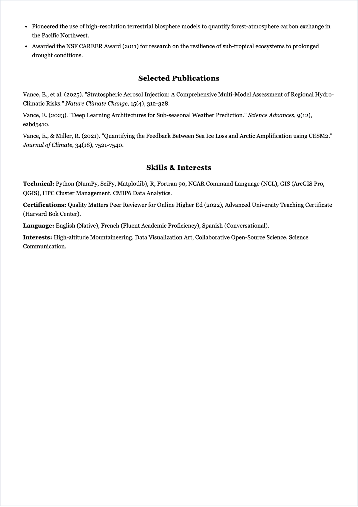 Free Blank Academic Professor ATS CV Template, AI CV Builder