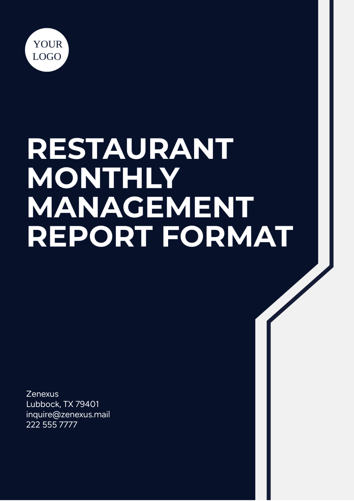 Restaurant Monthly Management Report Format Template