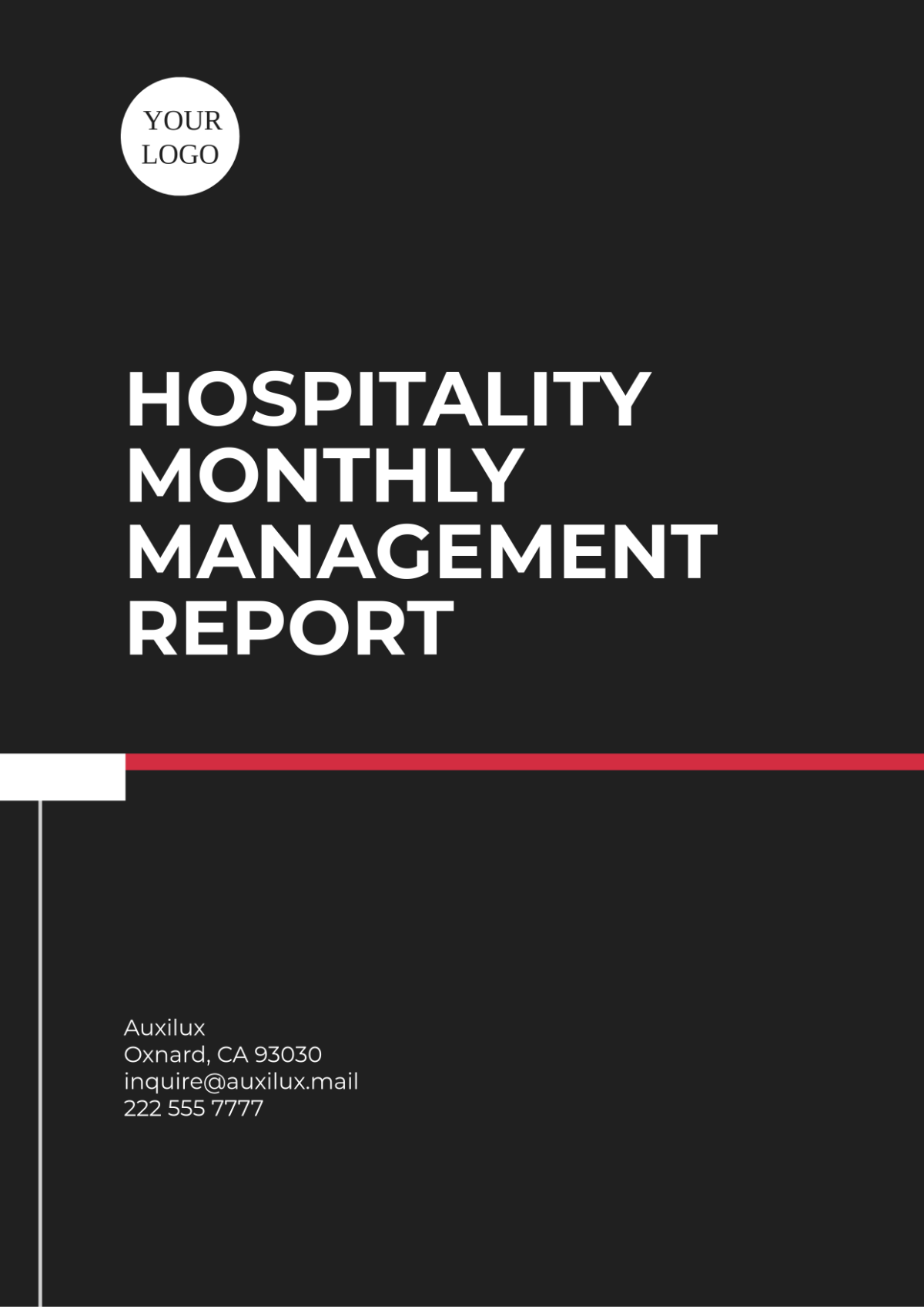 Hospitality Monthly Management Report Template