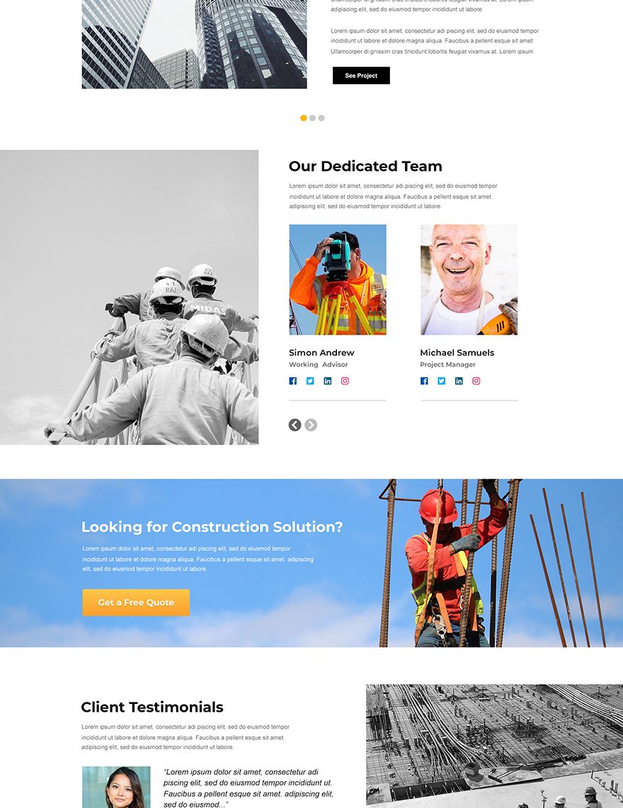 One Page Construction WordPress Theme/Template