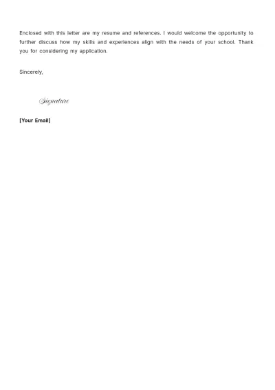 Free Math Teacher Job Application Letter Template to Edit Online