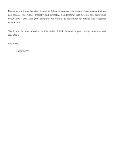 Free Defective Product Complaint Letter Template to Edit Online
