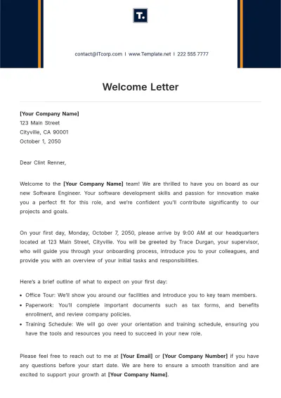Free Welcome Letter Template to Edit Online