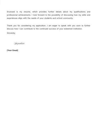 Free Special Education Teacher Job Application Letter Template to Edit Online