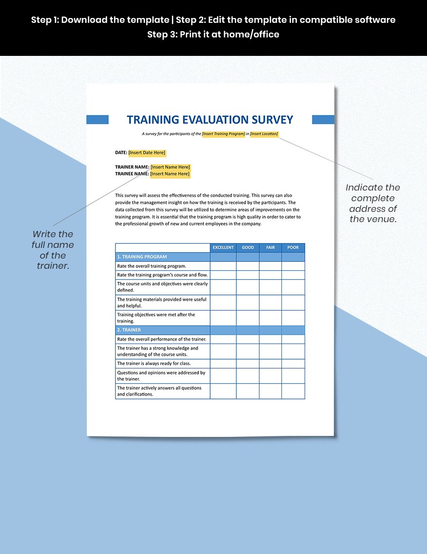 Training Evaluation Survey Sample