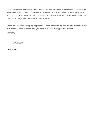Free Bilingual Teacher Job Application Letter Template to Edit Online