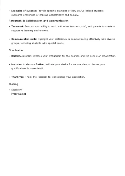 Free Resource Teacher Job Application Letter Outline Template to Edit Online