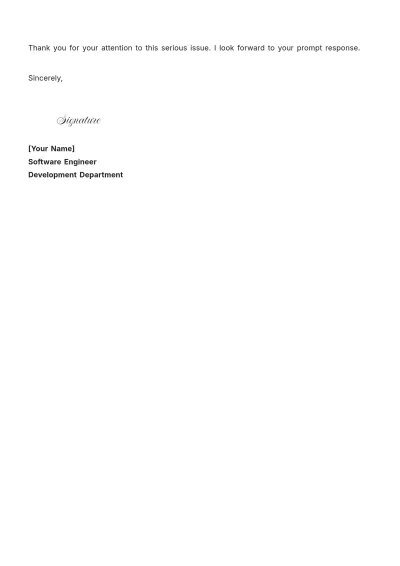 Free Employee Harassment Complaint Letter Template to Edit Online