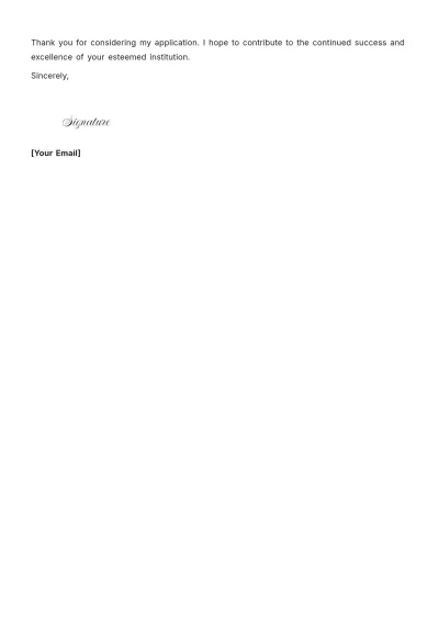 Free International School Teacher Job Application Letter Template to Edit Online
