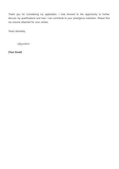 Free Tutoring Center Teacher Job Application Letter Template to Edit Online