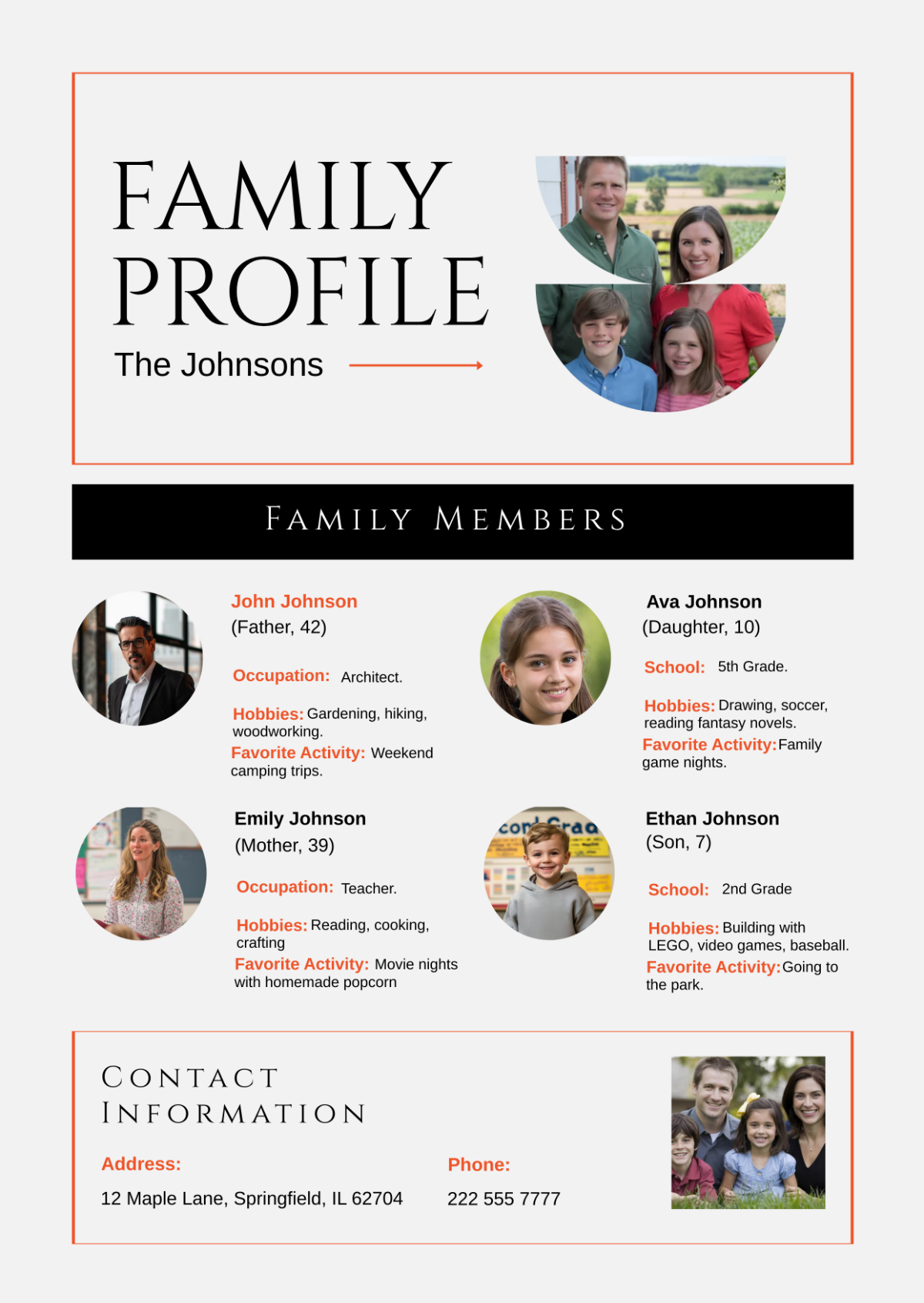 Family Profile Template - Edit Online & Download