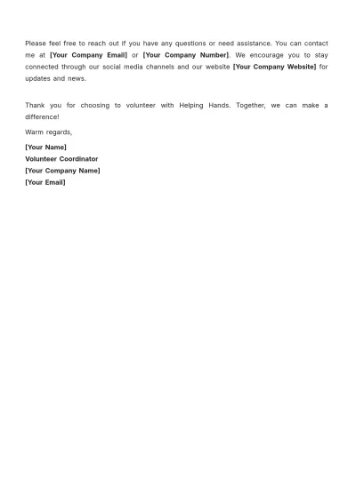 Free Welcome Letter for Nonprofit Volunteers Template to Edit Online