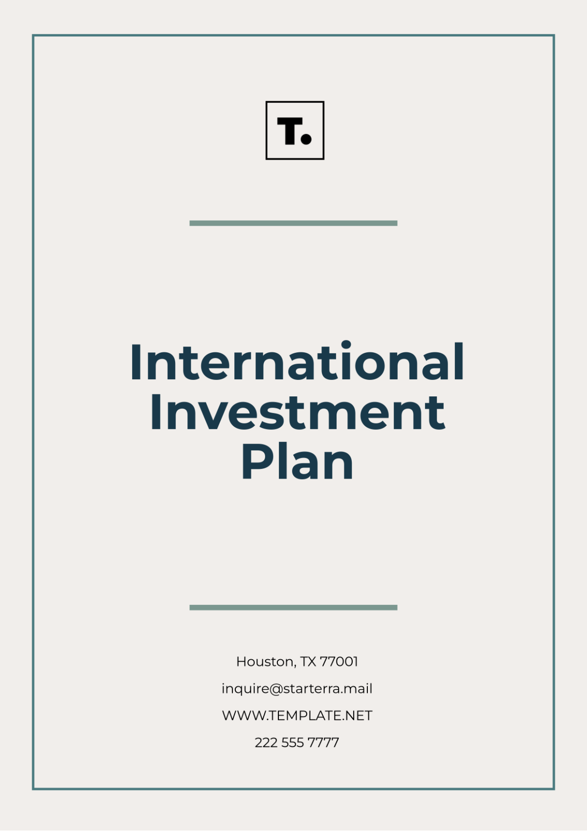 International Investment Plan Template - Edit Online & Download