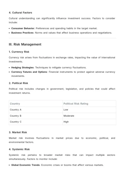 Free International Investment Plan Template to Edit Online