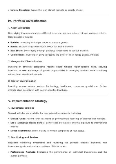 Free International Investment Plan Template to Edit Online